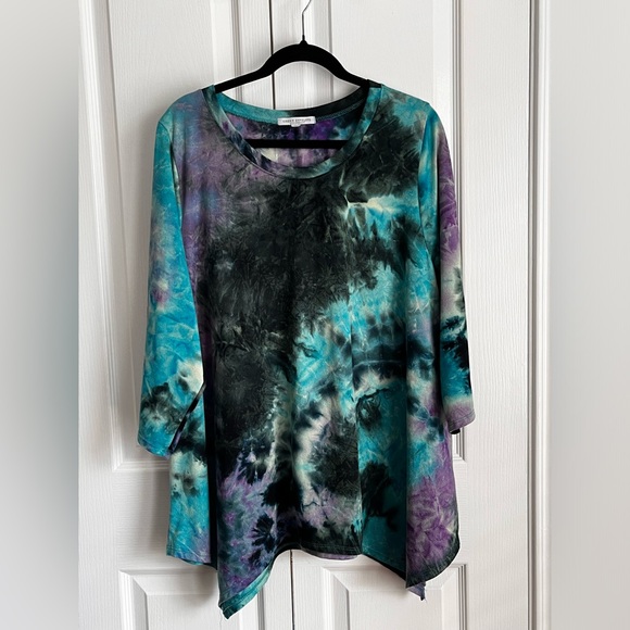 GREEN ENVELOPE WOMENS TOP, MULTICOLORED, SIZE 2X - Picture 1 of 5